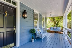 a suburban house porch