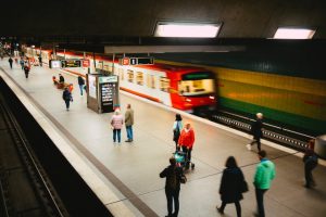 A busy subway station.