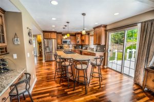 Kitchen island and barstools